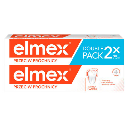 Elmex Against Caries, dentifrice au fluorure d'amines, 2 x 75 ml