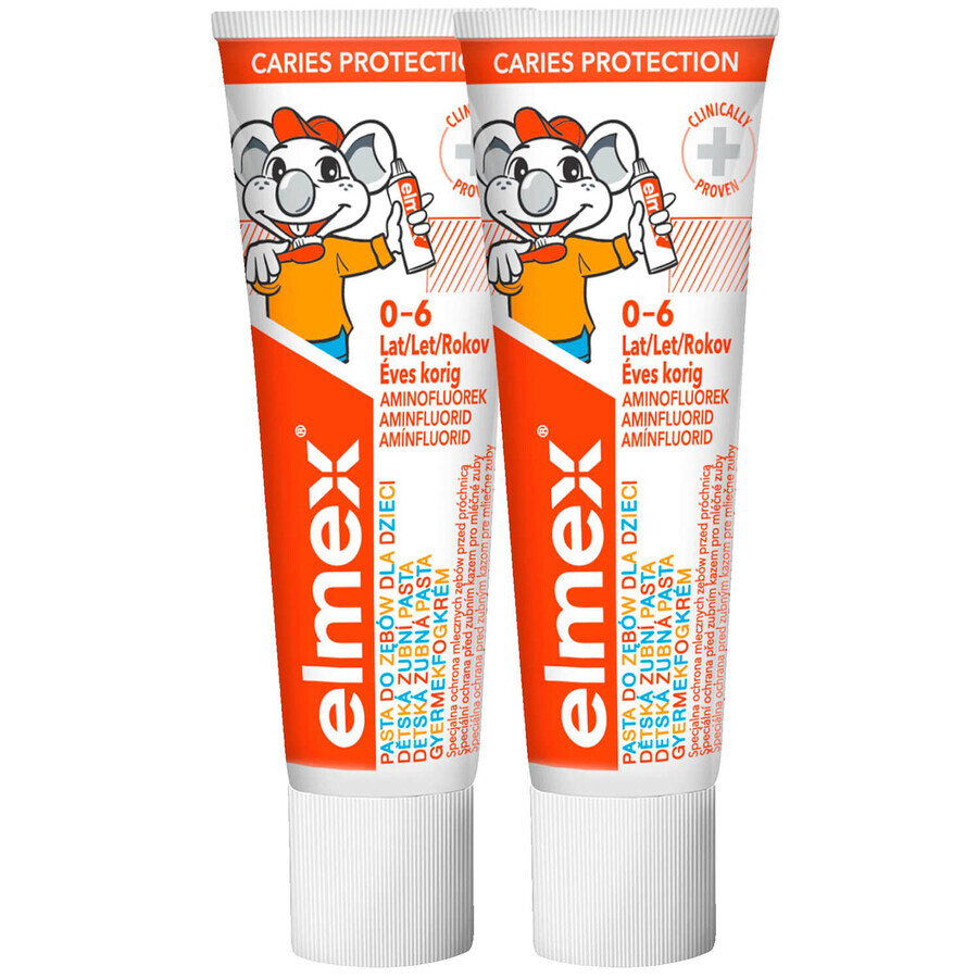 Elmex, children's toothpaste with amino fluoride, 0-6 years, 2 x 50 ml