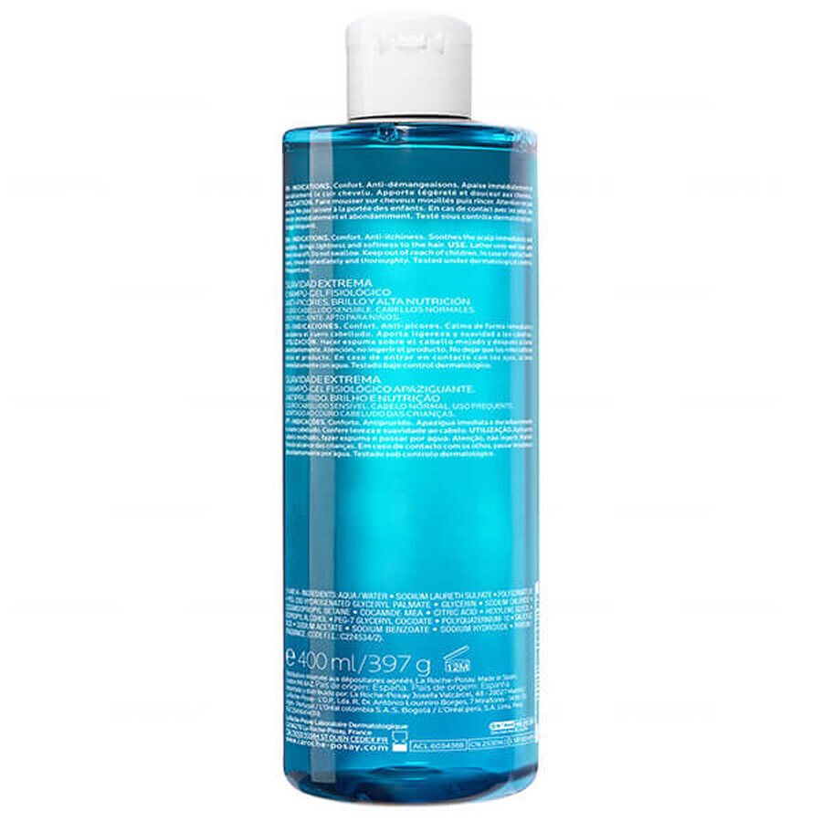 La Roche-Posay Kerium, shampooing extrêmement doux pour cuir chevelu sensible, 400 ml