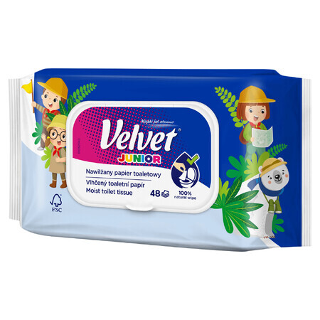 Velvet Junior, hârtie igienică umezită, cu clip, 42 bucăți