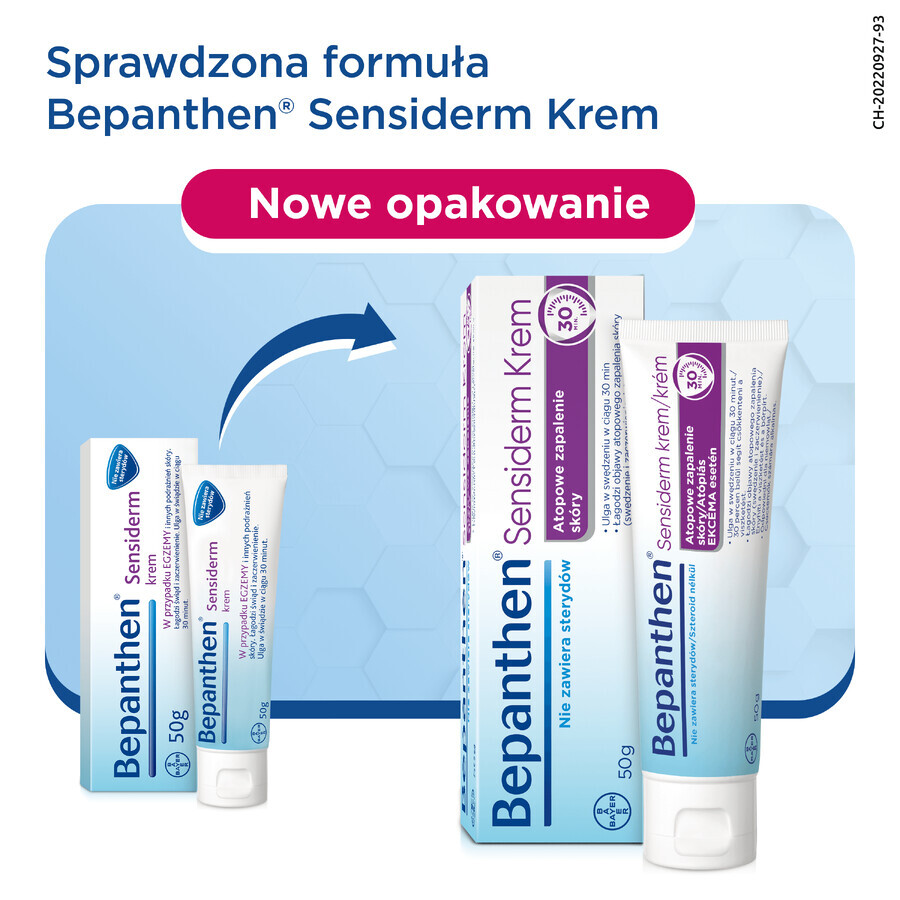 Bepanthen Sensiderm Crème, soin en AD et eczéma, à partir de 1 mois, 20 g