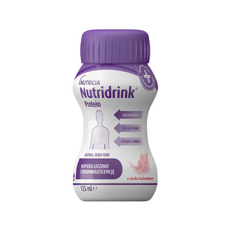 Nutridrink Protein, nutritional supplement, strawberry flavor, 4 x 125 ml