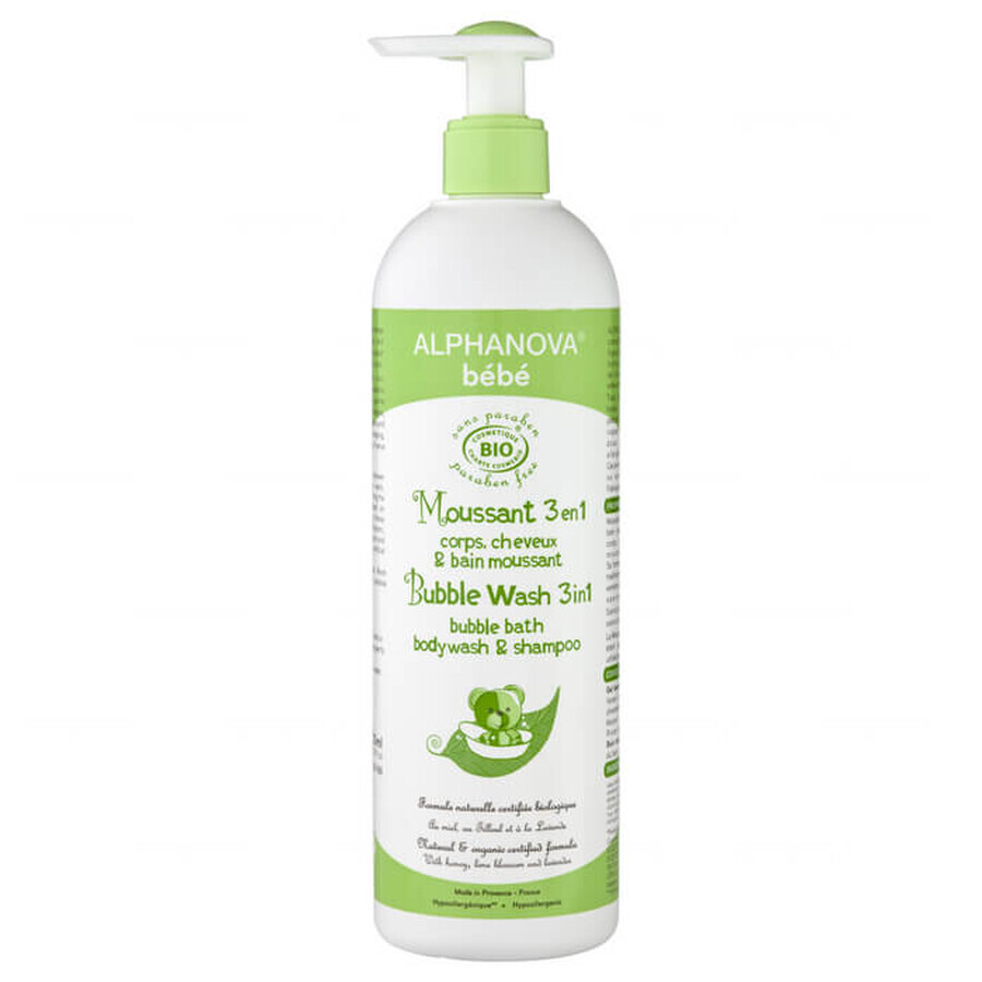 Alphanova Bebe, lotion de bain pour bébé 3en1, 500 ml