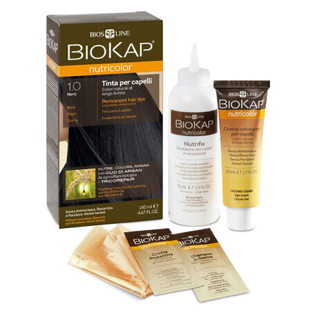 Biokap Nutricolor, tinte para el cabello, 1.0 negro, 140 ml