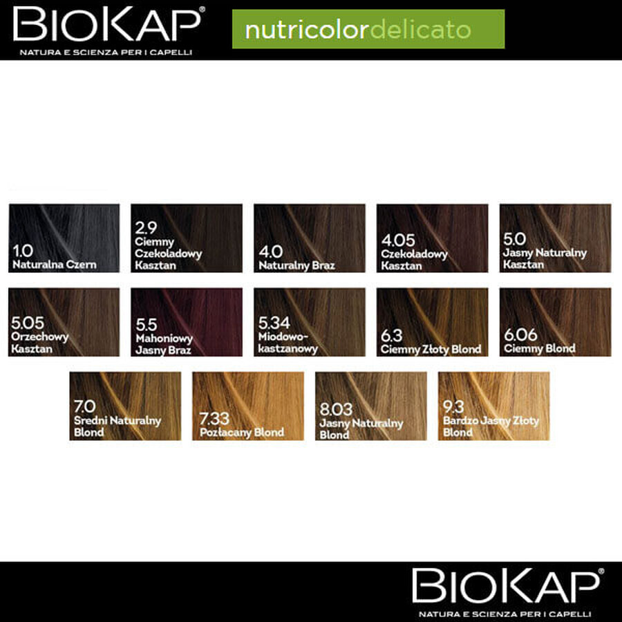 Biokap Nutricolor Delicato, culoare de păr, 6.3 blond auriu închis, 140 ml