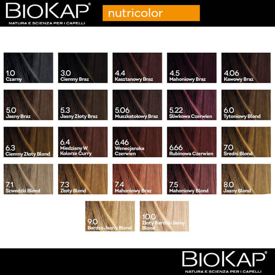 Biokap Nutricolor, tinte colorante para el cabello, 5.3 castaño dorado claro, 140 ml