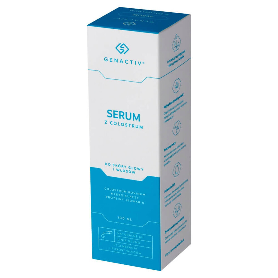 Genactiv, sérum de colostrum pour le cuir chevelu et les cheveux, 100 ml