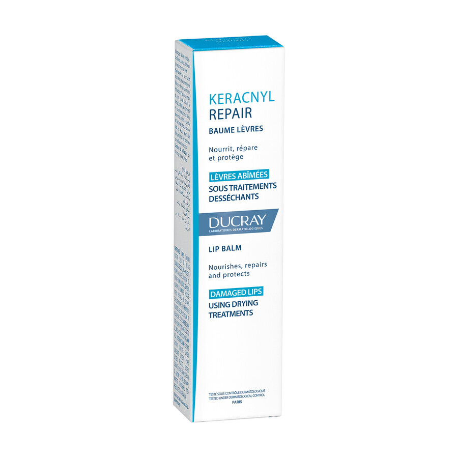 Ducray Keracnyl Repair, baume à lèvres régénérant, peaux sèches, 15 ml