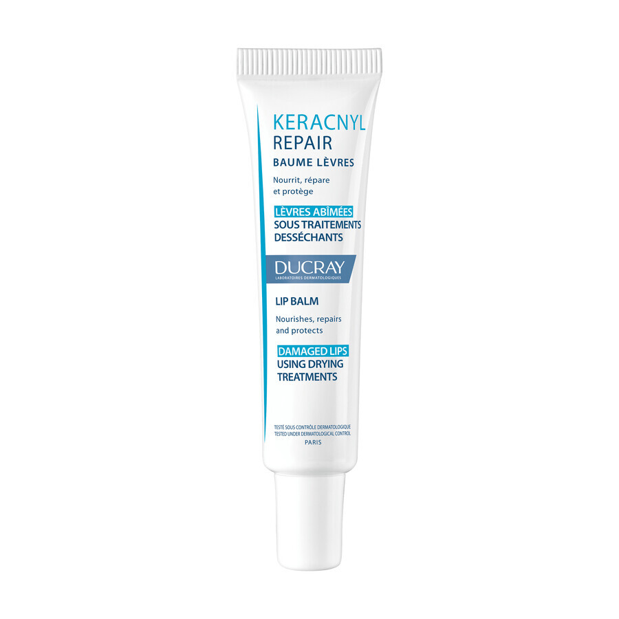 Ducray Keracnyl Repair, baume à lèvres régénérant, peaux sèches, 15 ml