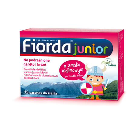 Fiorda Junior, goût framboise, 15 pastilles