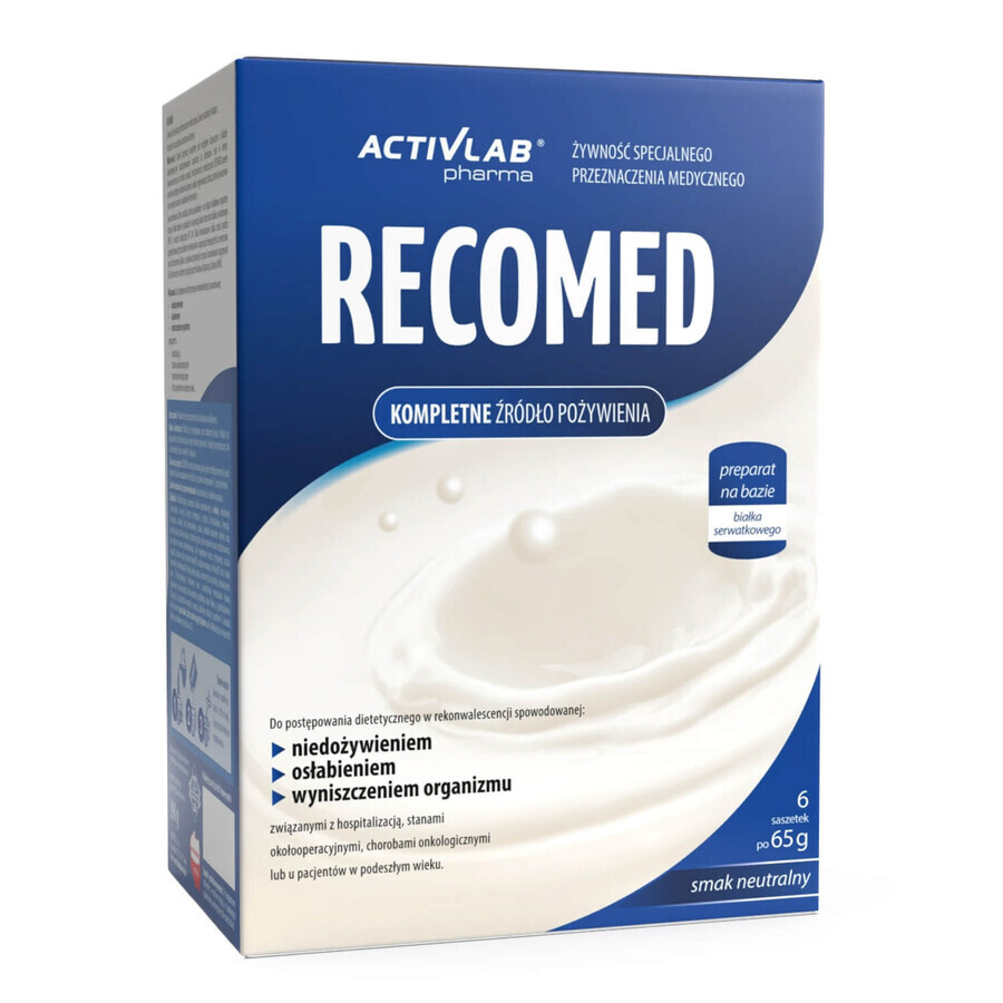 Activlab Pharma RecoMed, préparation nutritionnelle, goût neutre, 65 g x 6 sachets