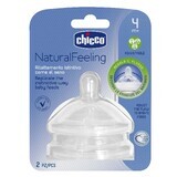 Chicco, NaturalFeeling tétine de biberon 4m +, débit réglable, après 4 mois, 2 pièces