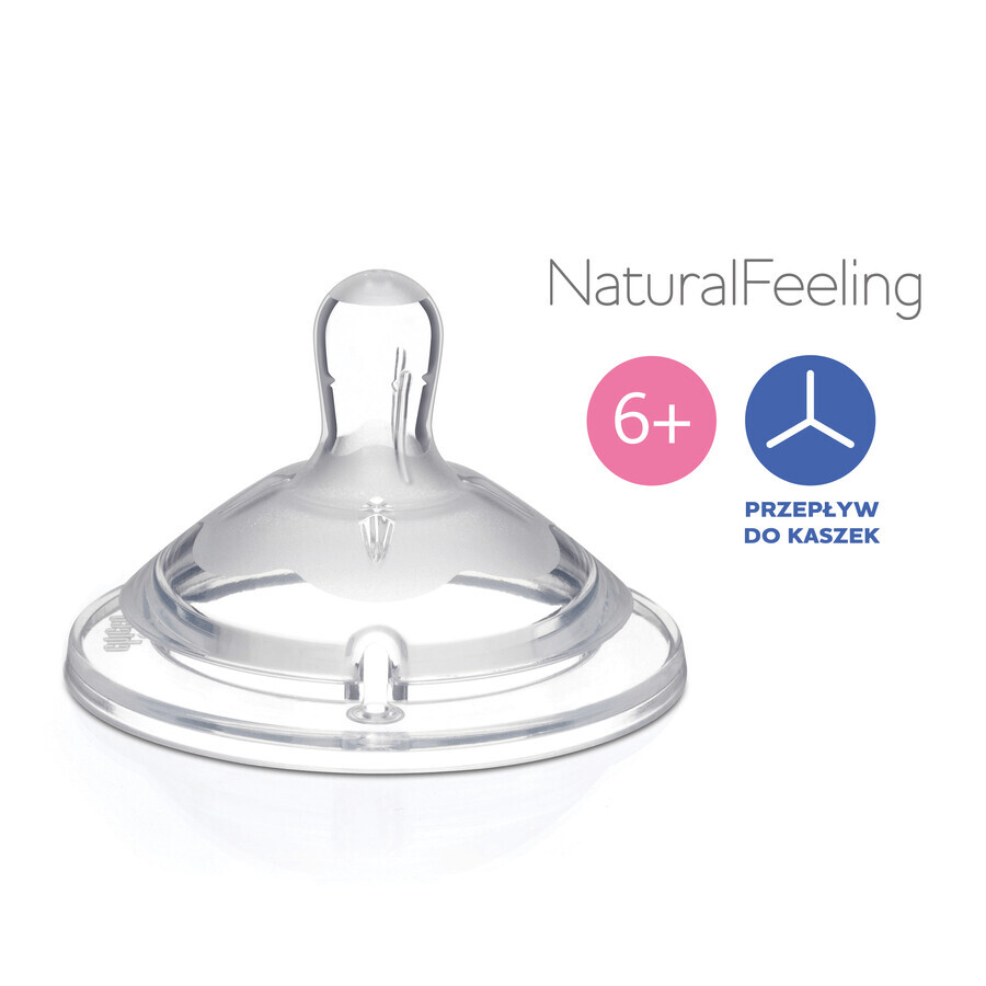 Chicco, NaturalFeeling bottle nipple 6m +, porridge flow, after 6 months, 2 pieces