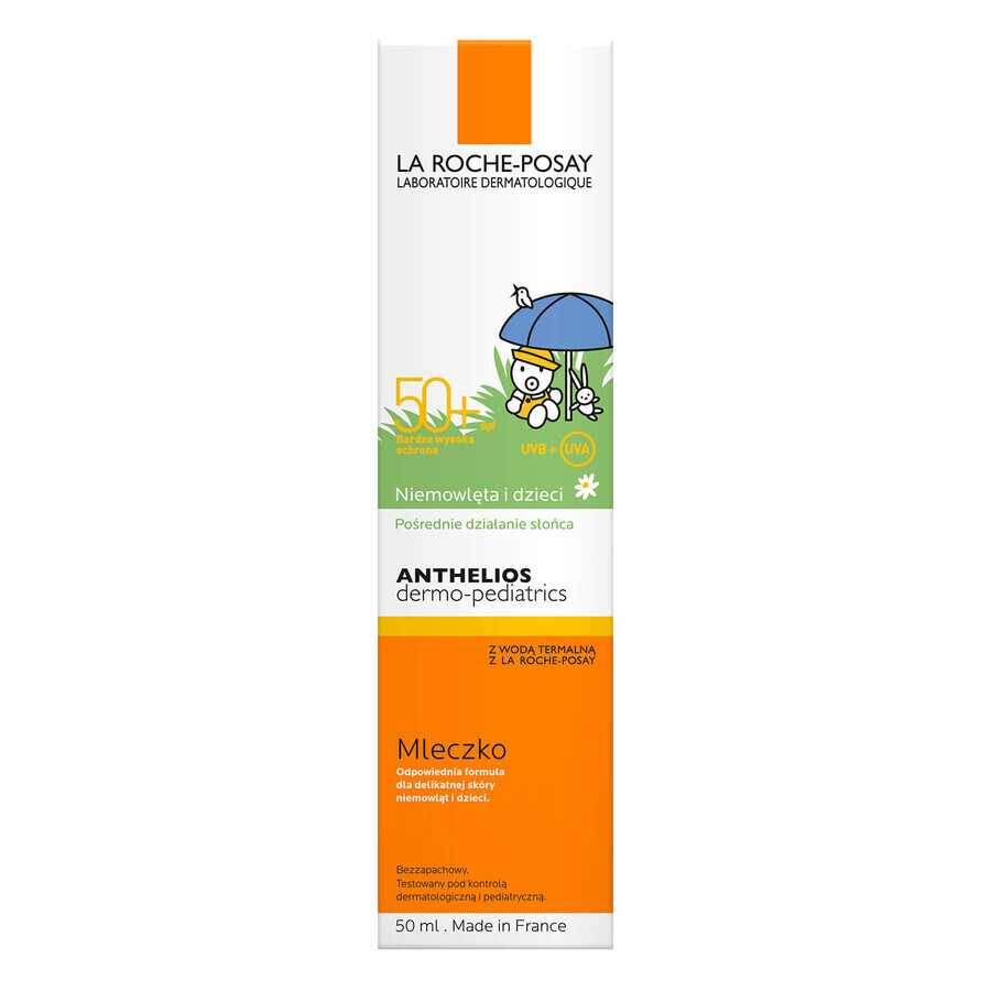 La Roche-Posay Anthelios Dermo-Pédiatrie, lait protecteur visage et corps dès 6 mois, SPF 50+, 50 ml