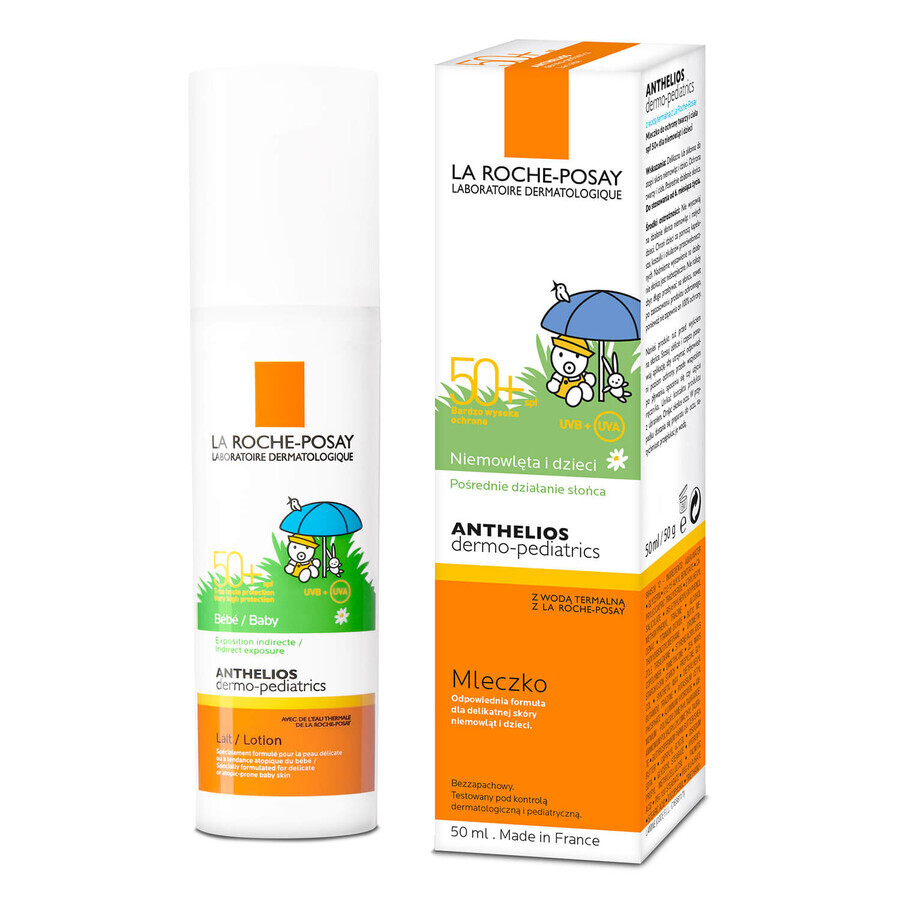 La Roche-Posay Anthelios Dermo-Pédiatrie, lait protecteur visage et corps dès 6 mois, SPF 50+, 50 ml