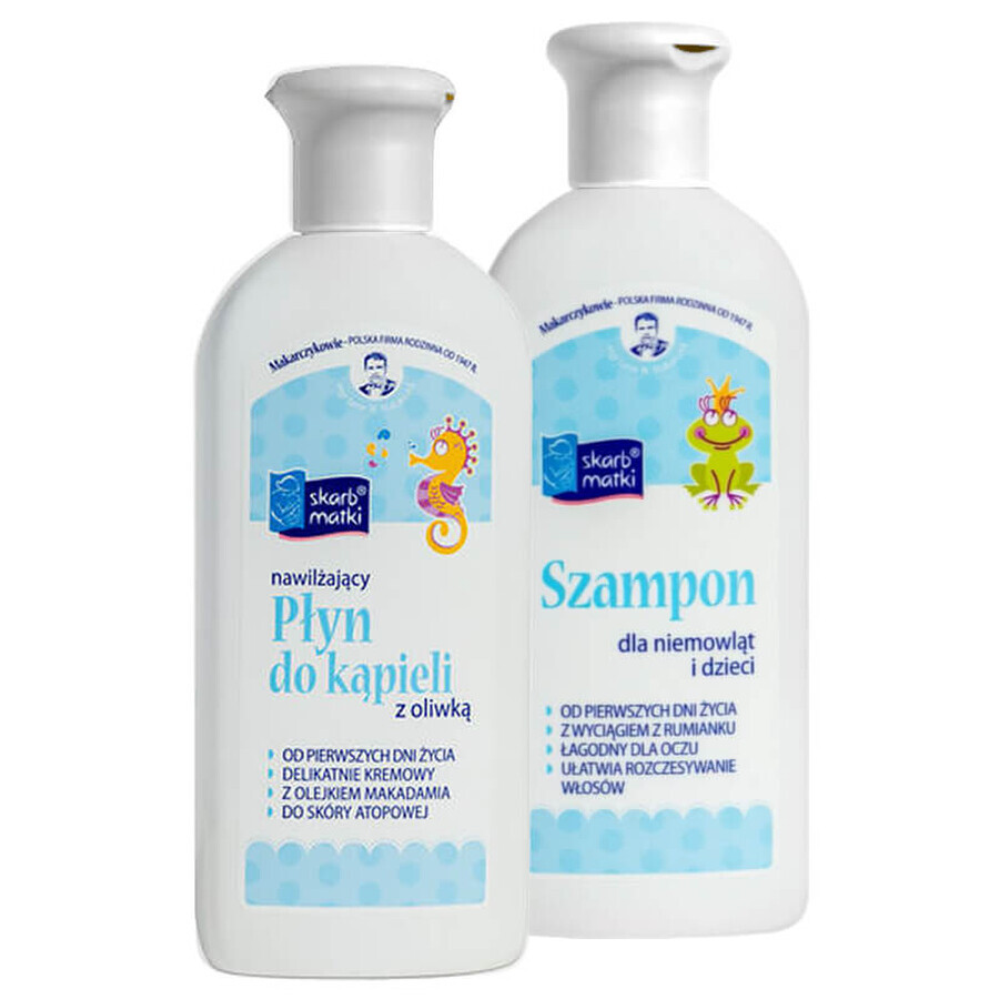 Skarb Matki, bath lotion with olive oil for babies and children from the first day of life, 250 ml + shampoo, 250 ml