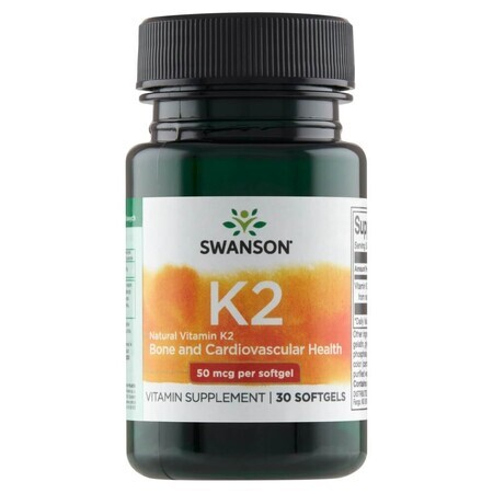 Swanson K-2, vitamine K 50 µg, 30 capsules de gel