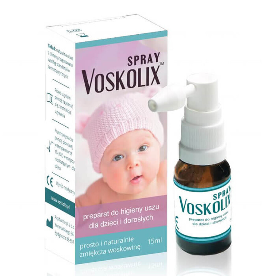 Voskolix, spray d'hygiène auriculaire pour enfants et adultes, 15 ml