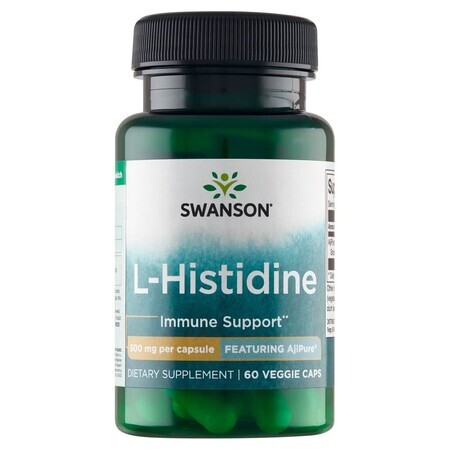 Swanson AjiPure L-Histidine, L-Histidine 500 mg, 60 gélules végétales