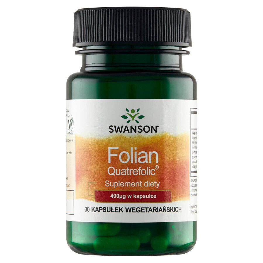 Swanson Folate Quatrefolic, acide folique 400 μg, 30 gélules végétales