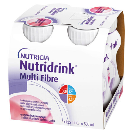 Nutridrink Multi Fibre, goût fraise, 4 x 125 ml