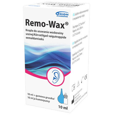 Remo-Wax, gouttes pour enlever le cérumen, 10 ml + perle en caoutchouc