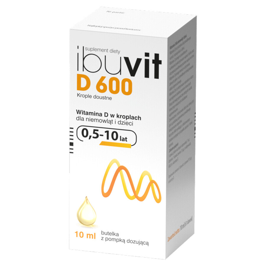 Ibuvit D 600, vitamine D pour nourrissons et enfants, gouttes orales, 10 ml