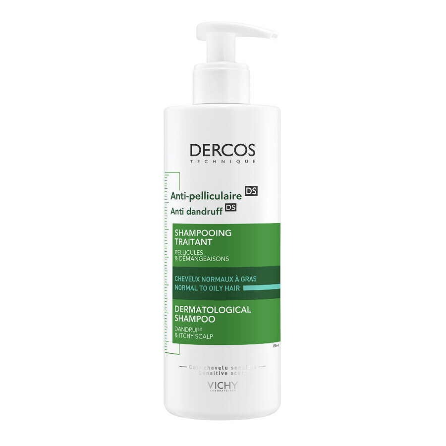 Vichy Dercos Anti Dandruff DS, shampooing antipelliculaire, cheveux normaux et gras, 390 ml