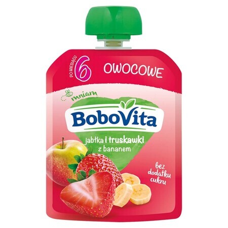 BoboVita Mousse en tube, pomme et fraise avec banane, après 6 mois, 80 g