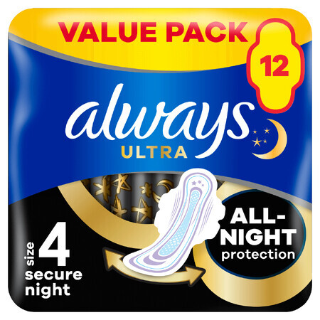 Always Ultra, night sanitary napkins with wings, Secure Night, 12 pcs