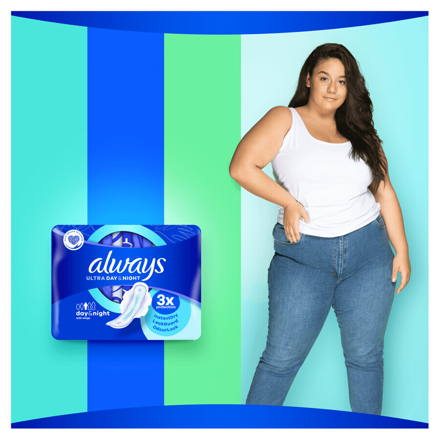 Always Ultra Night, serviettes hygiéniques avec ailettes, 14 pièces