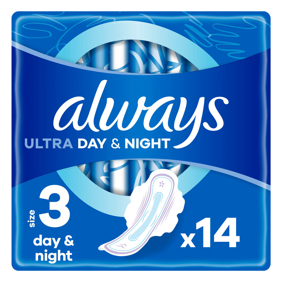 Always Ultra Night, serviettes hygiéniques avec ailettes, 14 pièces