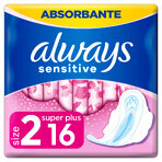 Always Ultra Sensitive, serviettes hygiéniques avec ailettes, Super Plus, 16 pièces