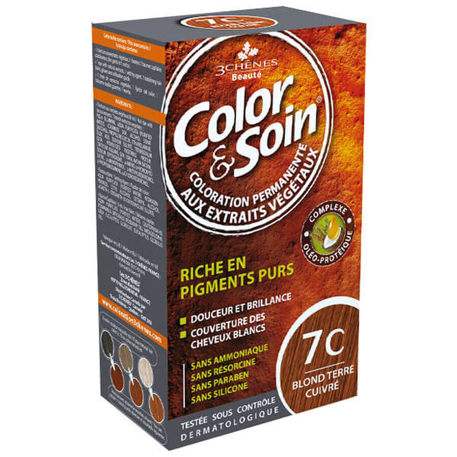 Color&amp;Soin, teinture pour cheveux, 7C, blond foncé cuivré, 135 ml