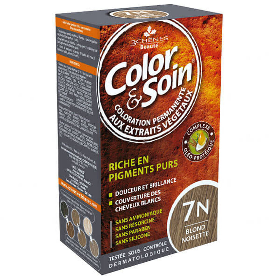 Color&amp;Soin, hair dye, 7N, hazel blonde, 135 ml