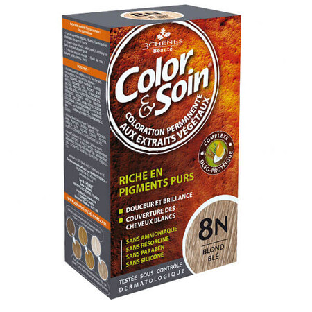 Color&amp;Soin, teinture pour cheveux, 8N blond de blé, 135 ml