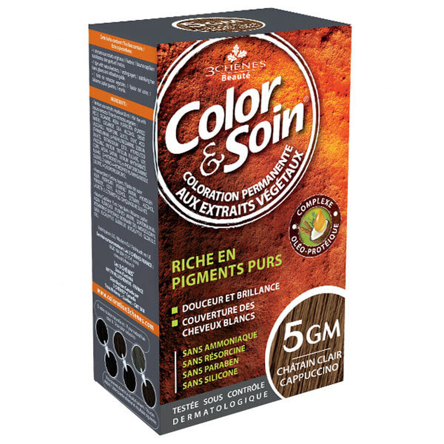 Color&amp;Soin, teinture pour cheveux, 5GM, brun cappuccino, 135 ml