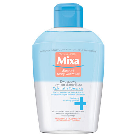 Mixa Optimal Tolerance, démaquillant pour les yeux, yeux très sensibles, 125 ml