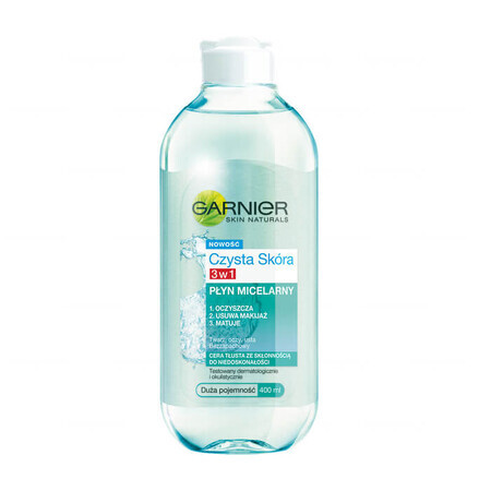 Garnier Clean Skin, Lozione micellare 3in1, pelle grassa e mista soggetta a imperfezioni, 400 ml