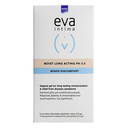 Gel vulvo-vaginal pentru hidratare de durata Eva Intima Moist Long Acting pH 3.0, 9 aplicatoare vaginale, Intermed