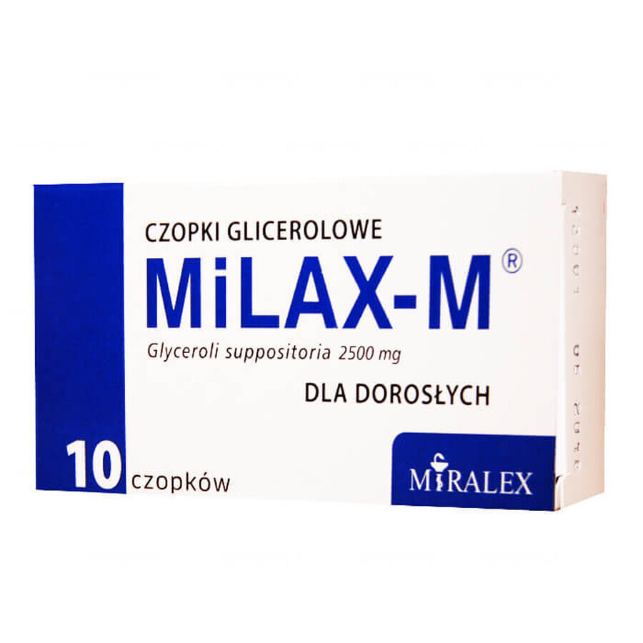 Milax-M 2500 mg, suppositoires au glycérol pour adultes, 10 pièces