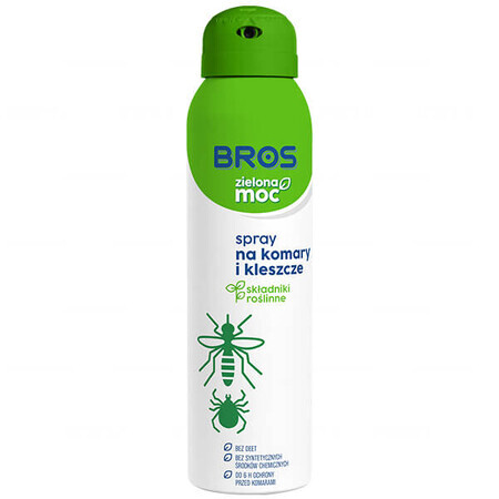 Bros Green Power mosquito, tick spray, DEET free, 90 ml