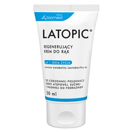 Latopic, crema mani rigenerante dal 1° giorno, pelle atopica, 50 ml