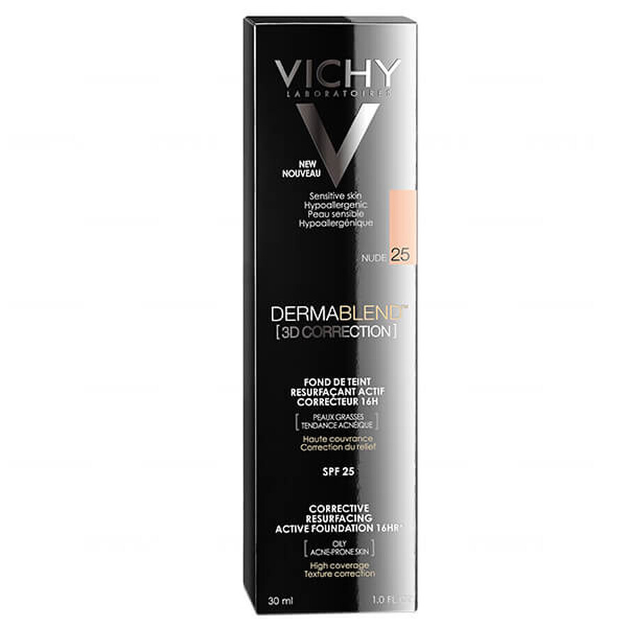 Vichy Dermablend Correction 3D, fond de teint niveleur de surface, No. 25, Nude, 30 ml