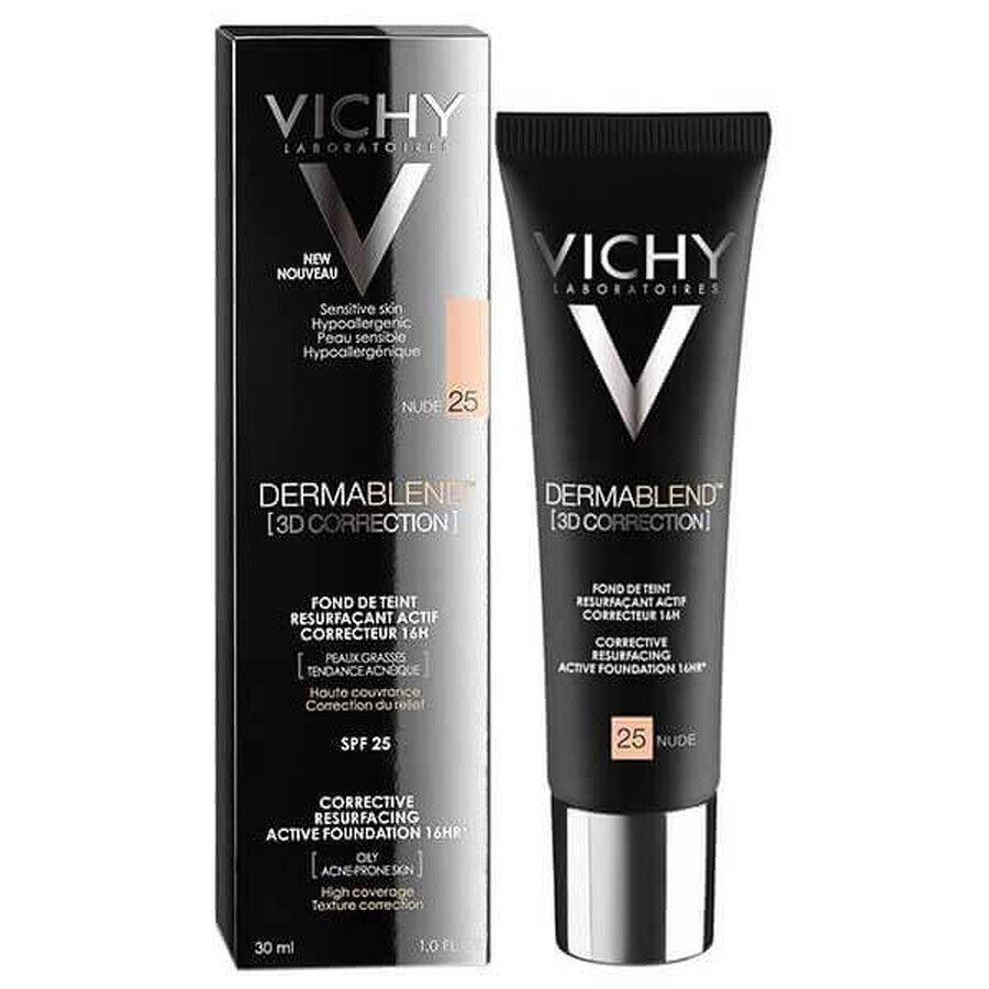 Vichy Dermablend Correction 3D, fond de teint niveleur de surface, No. 25, Nude, 30 ml