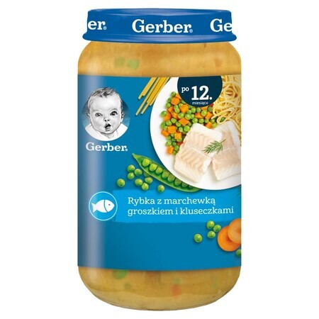 Gerber Junior Dinner, poisson avec carottes, petits pois et nouilles, après 12 mois, 250 g