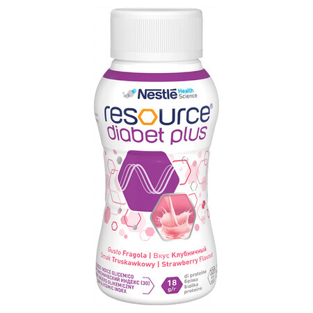 Resource Diabet Plus, goût fraise, 4 x 200 ml