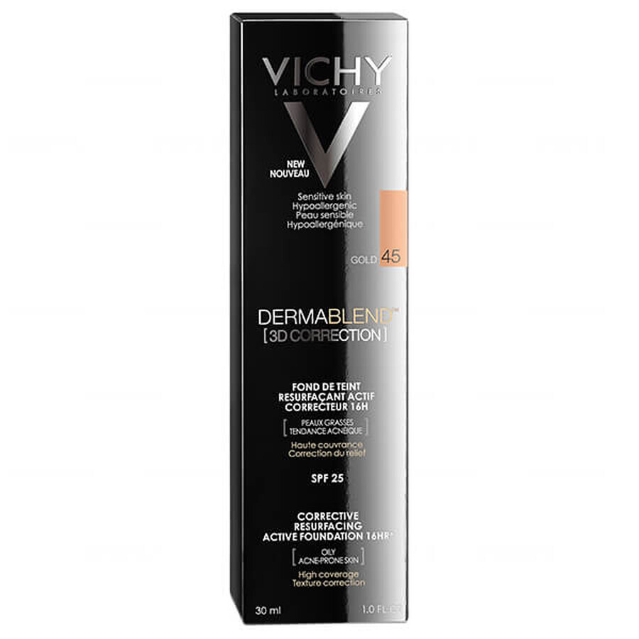 Vichy Dermablend Korekta 3D, hautglättende Grundierung, Nr. 45, Gold, 30 ml