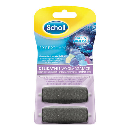 Scholl Expert Care, têtes rotatives interchangeables Wet &amp; Dry pour un lissage en douceur avec des minéraux marins, 2 pièces