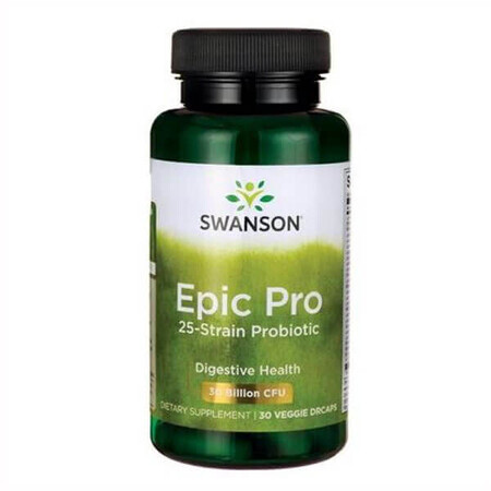 Swanson Epic Pro Probiotique à 25 souches, 30 gélules végétales